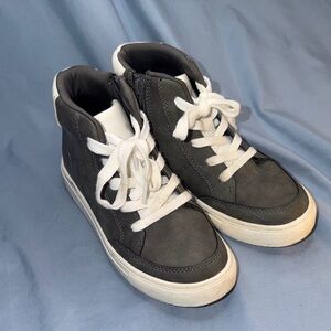 Reaction Kenneth Cole Gray and White Kids High-Top Zip Sneakers